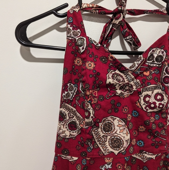 Hell Bunny Sugar Skull Sweetheart Neckline Dress - Picture 3 of 9